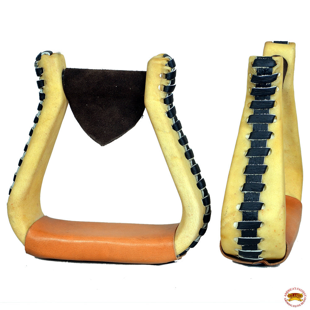 Horse Western Saddle Stirrup Rawhide Leather Stirrups Pair Hilason