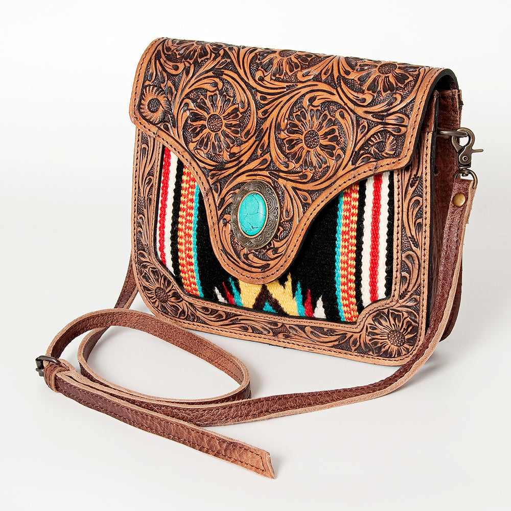 American Darling Cross Body Hand Tooled Saddle Blanket Genuine Leather Western Women Bag Handbag Purse | Crossbody for Cute