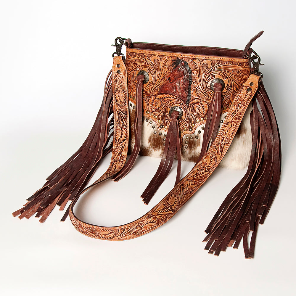 American Darling Crossbody Hand Tooled Hair-On Genuine Leather Women Bag Western Handbag Purse