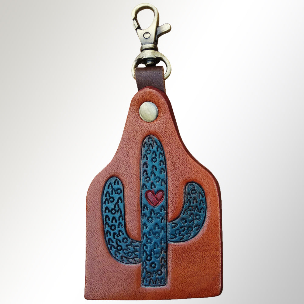 American Darling ADKRX124 Hand Tooled Carved Genuine Leather Keyring