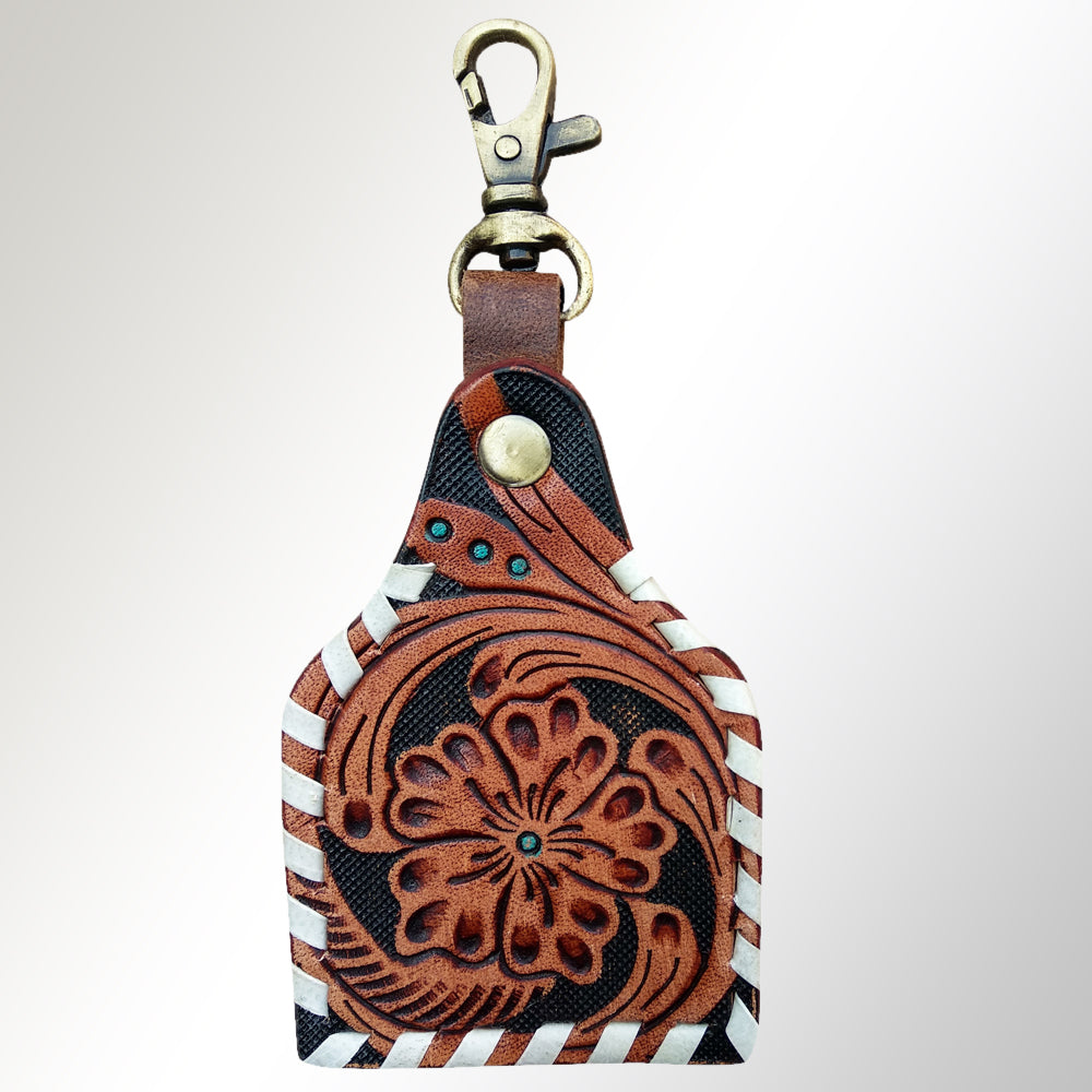 American Darling ADKRX127 Hand Tooled Carved Genuine Leather Keyring