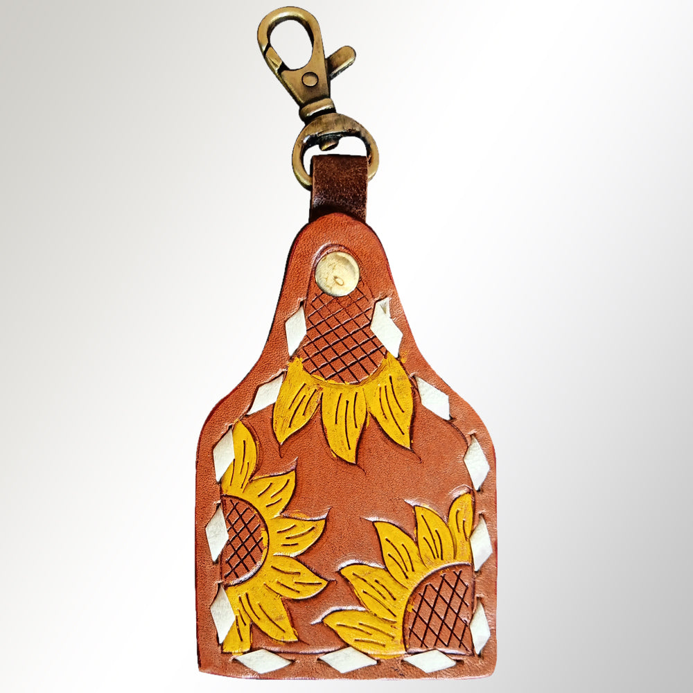 American Darling ADKRX128 Hand Tooled Carved Genuine Leather Keyring