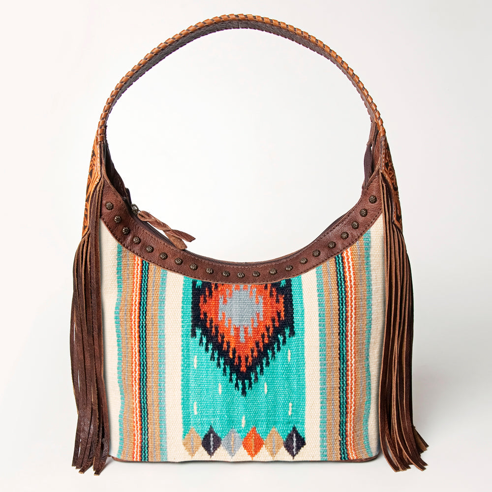 American Darling Hobo Hair-On Saddle Blanket Fabric Genuine Leather Western Women Bag | Handbag Purse Bags for Wallet Cute