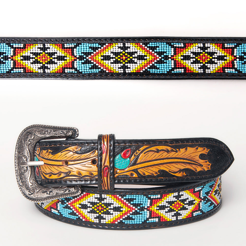 American Darling Beautifully Hand Tooled Green Genuine Leather Belt Men and Women Western with Removable Buckle