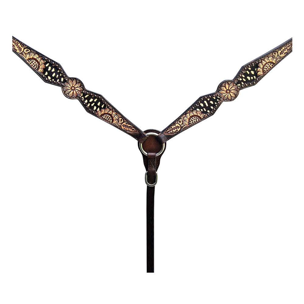 HILASON Western Horse Headstall Breast Collar Set American Leather Floral