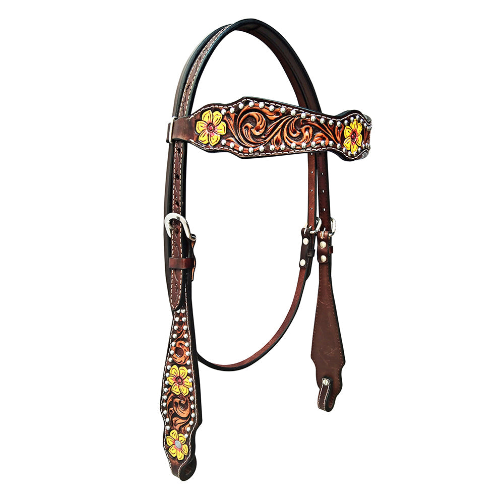 HILASON Western Horse Headstall Breast Collar Set American Leather Floral