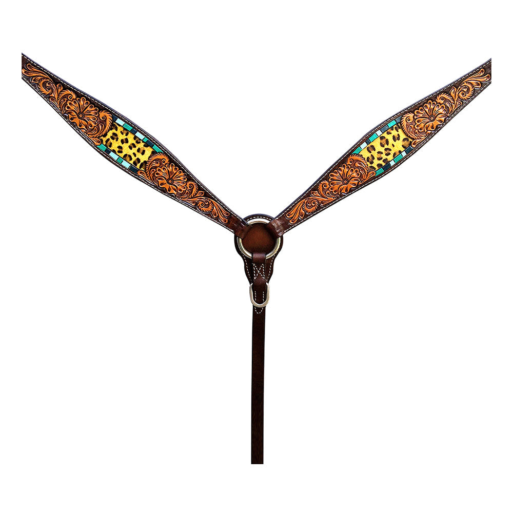 HILASON Western Horse Floral Headstall Breast Collar Set American Leather Brown