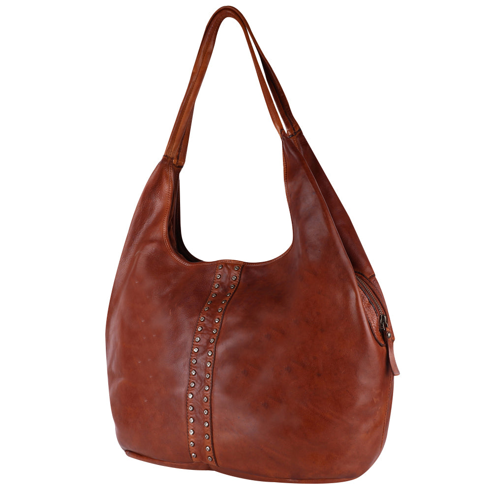 Spaghetti Western Hobo Vintage Handmade Drum Dyed Genuine European Cowhide Leather Women Bag Western Handbag Purse