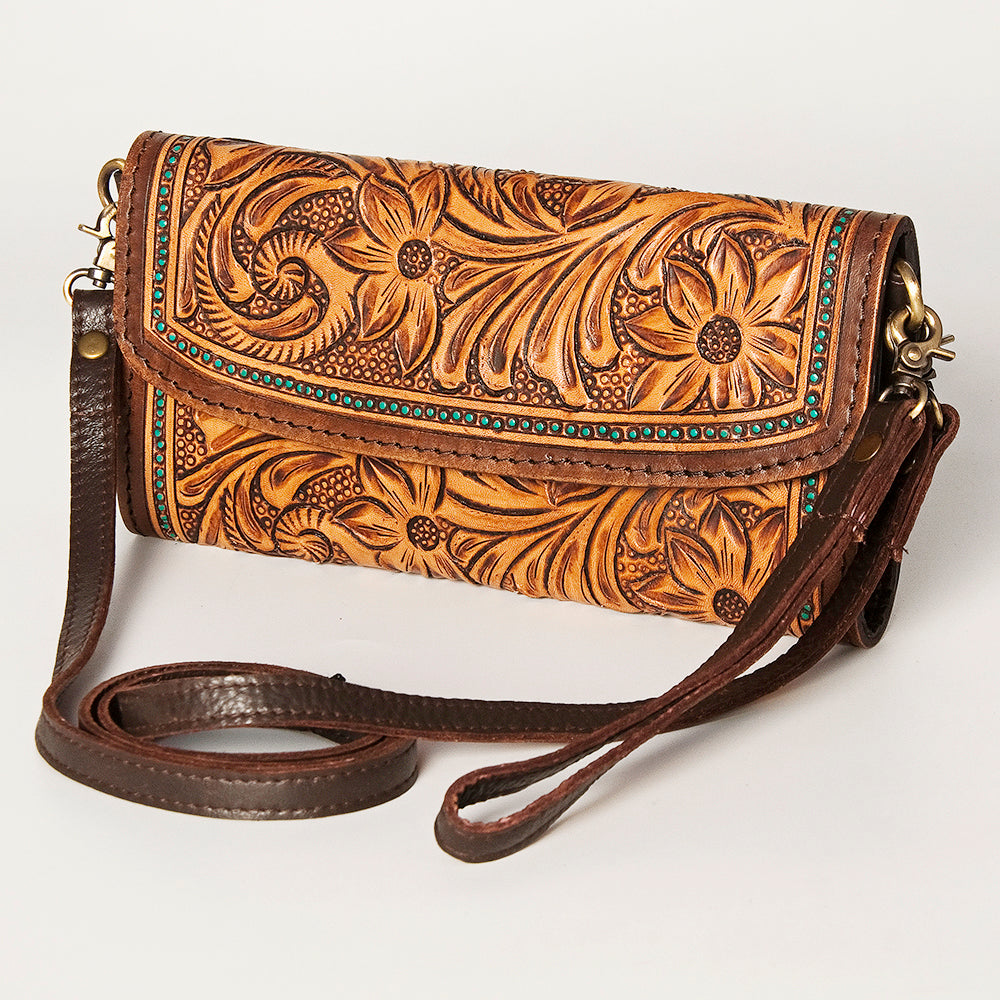 American Darling Wallet Hand Tooled Genuine Leather Western Women Bag | Handbag Purse Wristlet Travel Clutch