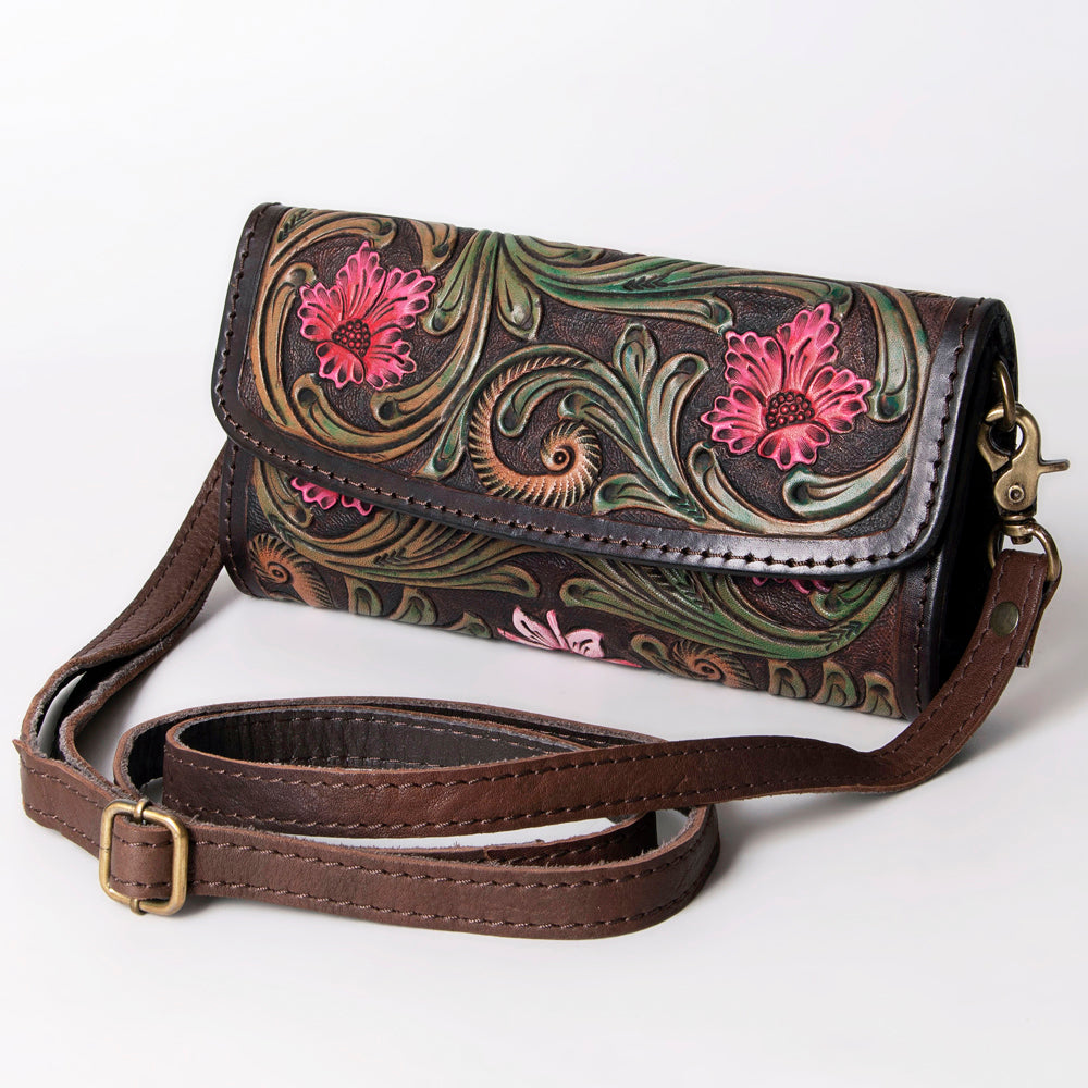 American Darling Wallet Hand Tooled Genuine Leather Western Women Bag | Handbag Purse Wristlet Travel Clutch