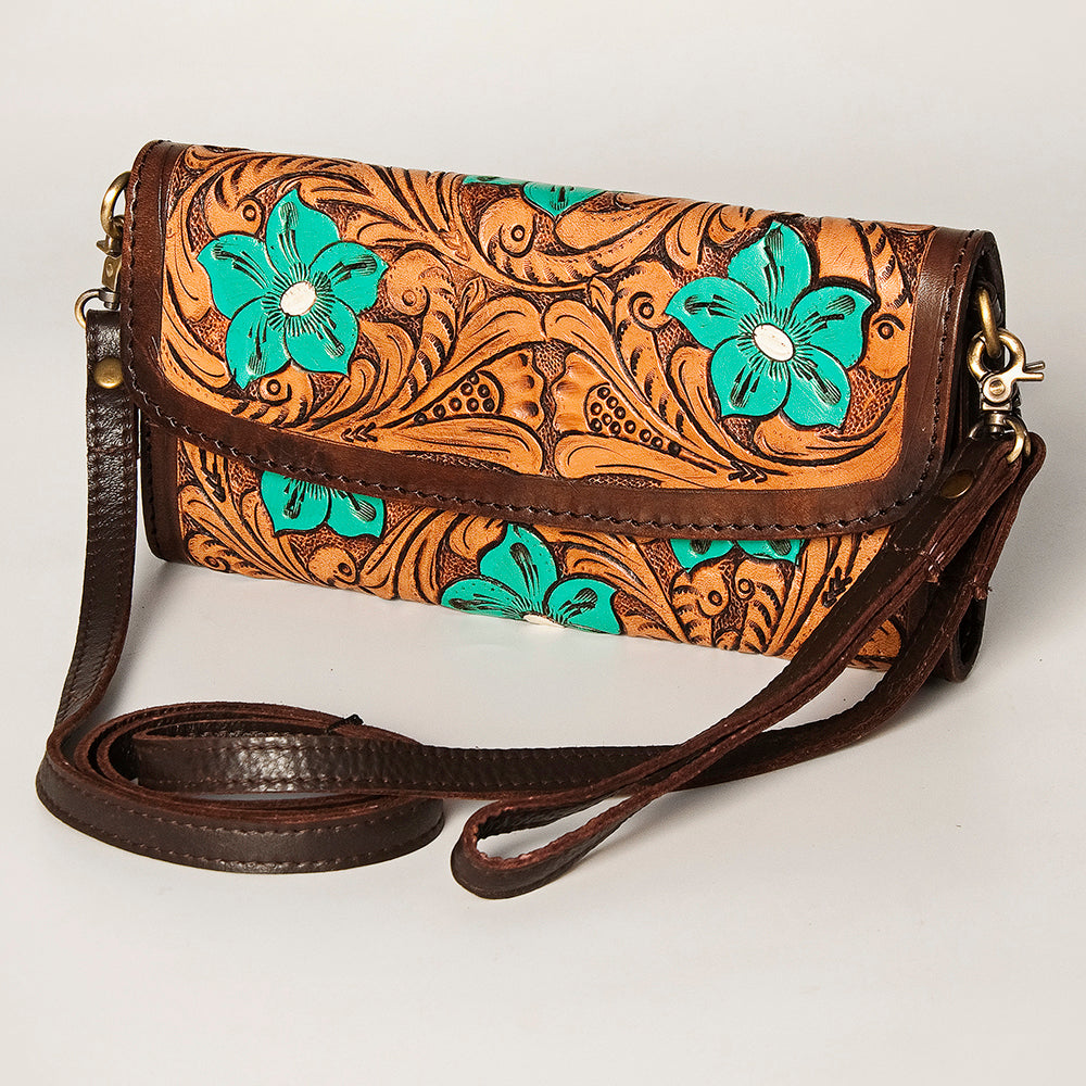 American Darling Wallet Hand Tooled Genuine Leather Western Women Bag | Handbag Purse Wristlet Travel Clutch