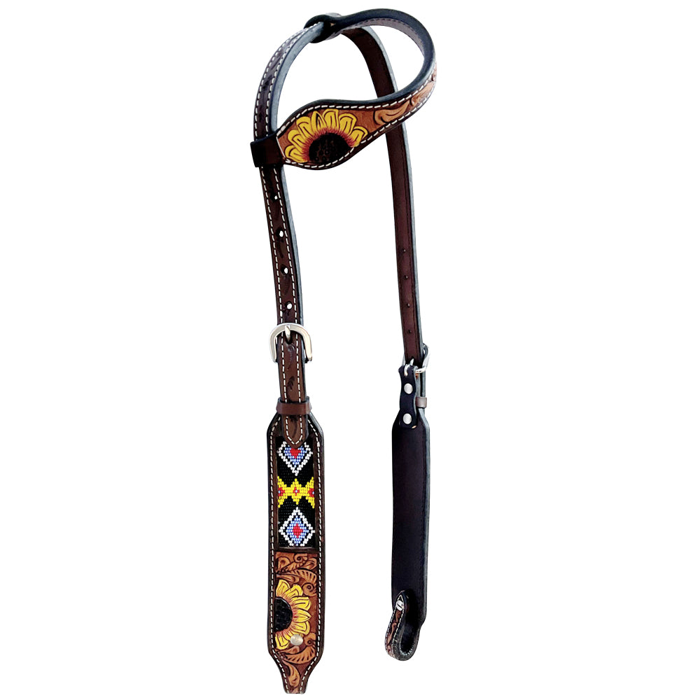Bar H Equine American Leather Horse Saddle Tack One Ear Headstall | Breast Collar Browband Wither Strap Set BER261