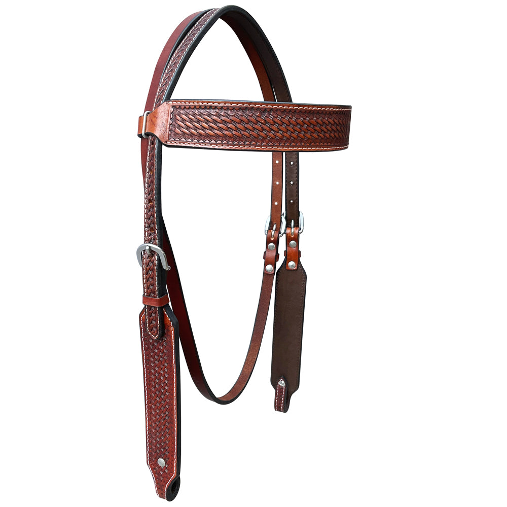 Bar H Equine American Leather Horse Saddle Tack One Ear Headstall | Breast Collar Browband Wither Strap Set BER264