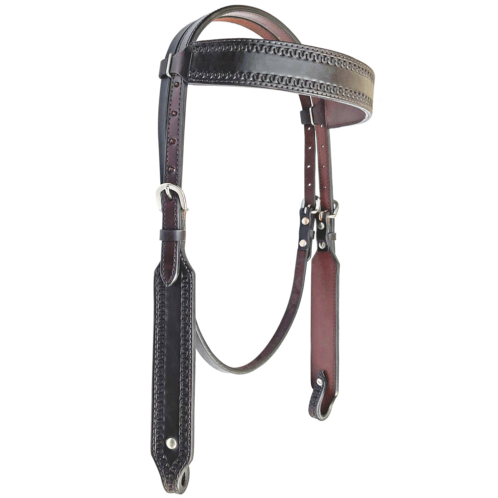 Bar H Equine American Leather Horse Saddle Tack One Ear Headstall | Breast Collar Browband Wither Strap Set BER266