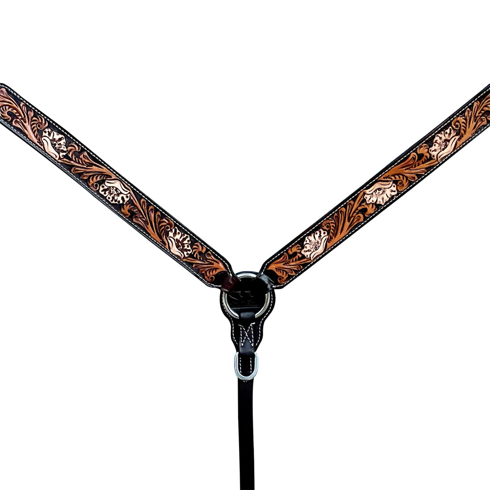 Bar H Equine American Leather Horse Saddle Tack One Ear Headstall | Breast Collar Browband Wither Strap Set BER267