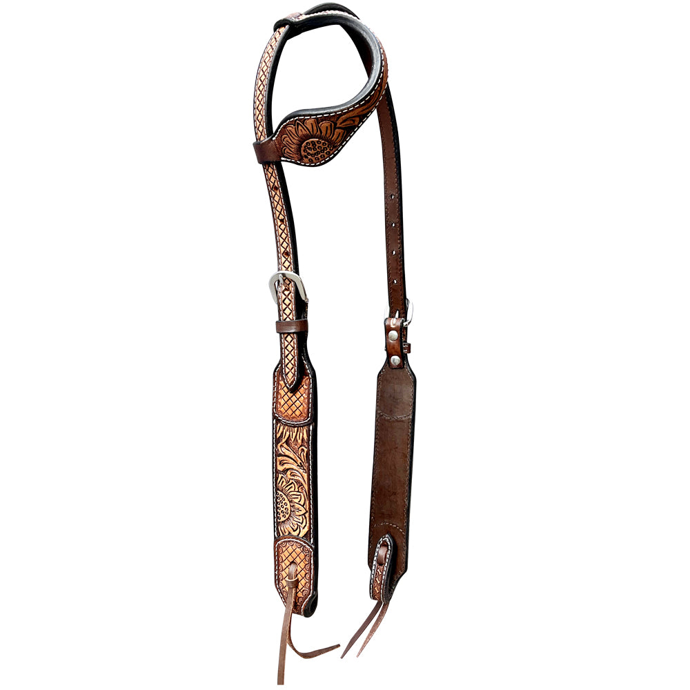 Bar H Equine American Leather Horse Saddle Tack One Ear Headstall | Breast Collar Browband Wither Strap Set BER268