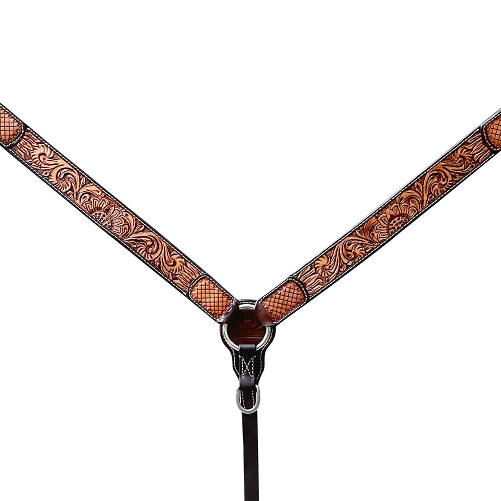 Bar H Equine American Leather Horse Saddle Tack One Ear Headstall | Breast Collar Browband Wither Strap Set BER268