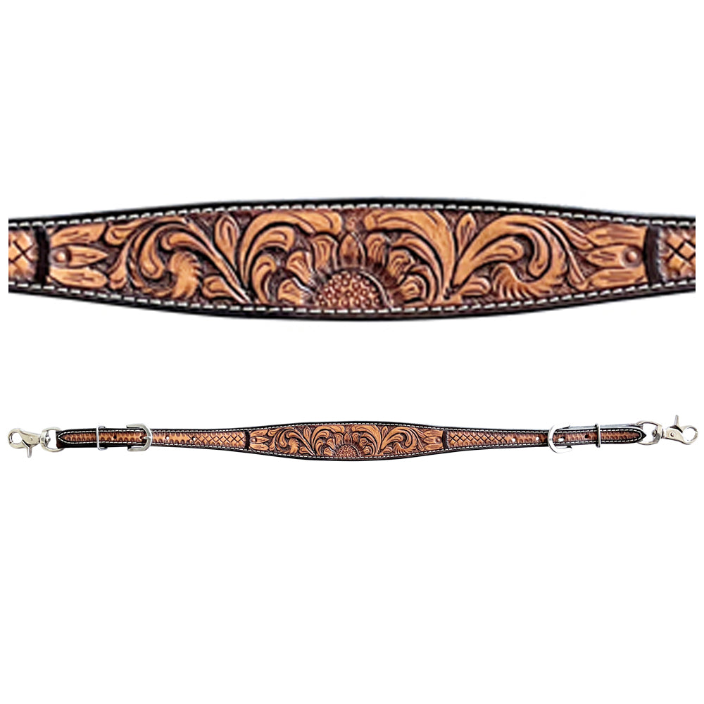Bar H Equine American Leather Horse Saddle Tack One Ear Headstall | Breast Collar Browband Wither Strap Set BER268
