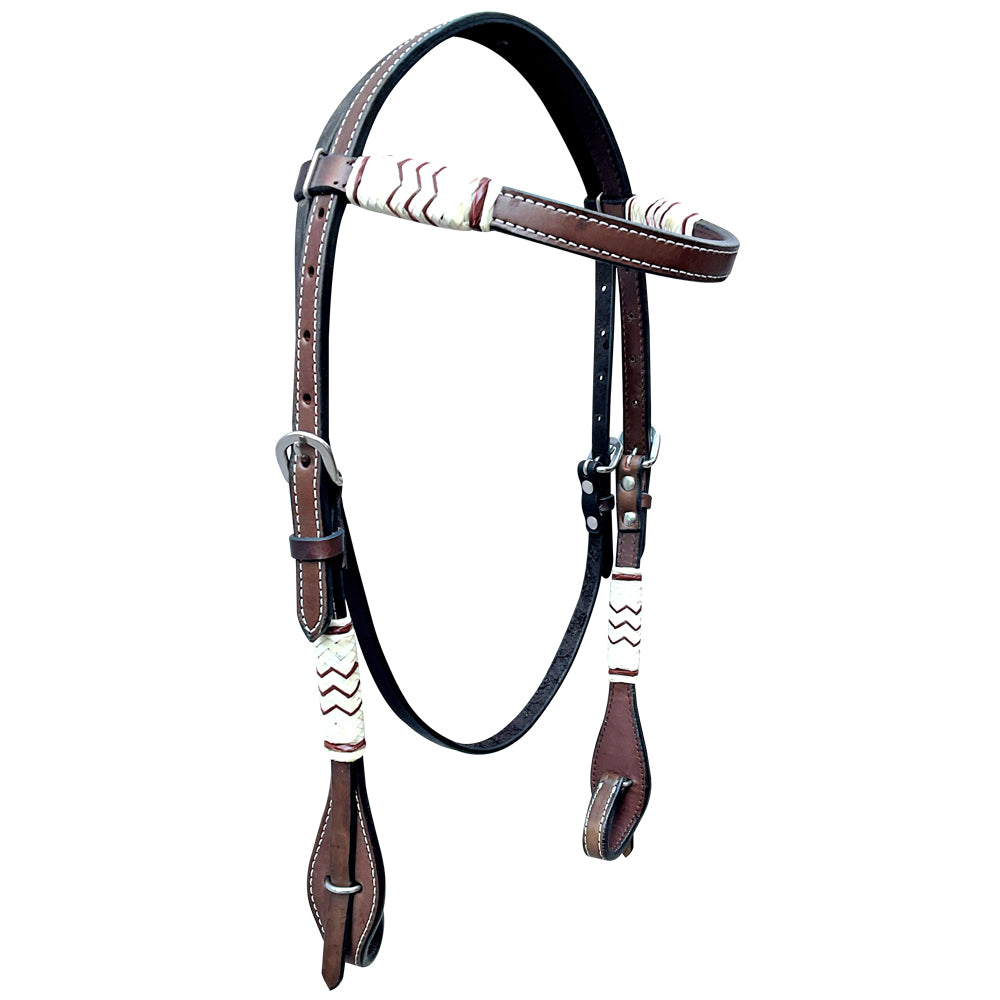Bar H Equine American Leather Horse Saddle Tack One Ear Headstall | Breast Collar Browband Wither Strap Set BER271
