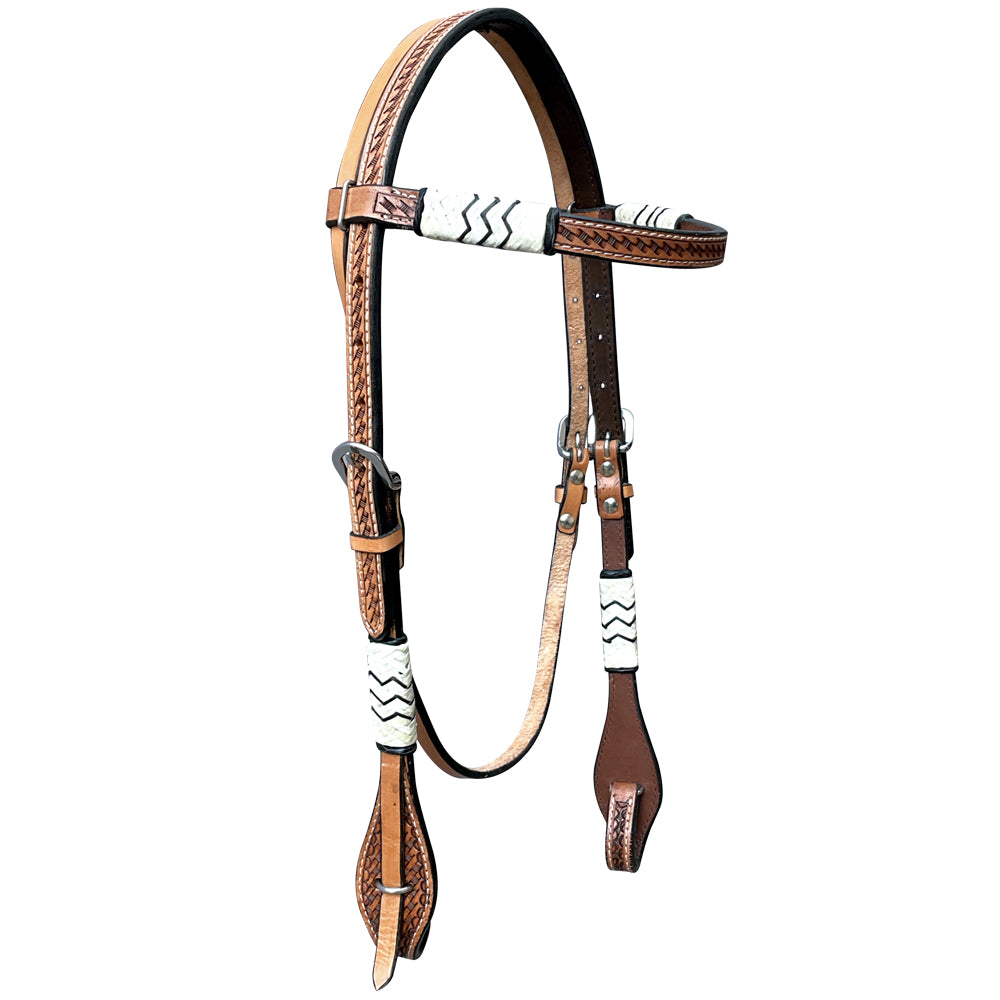 Bar H Equine American Leather Horse Saddle Tack One Ear Headstall | Breast Collar Browband Wither Strap Set BER279