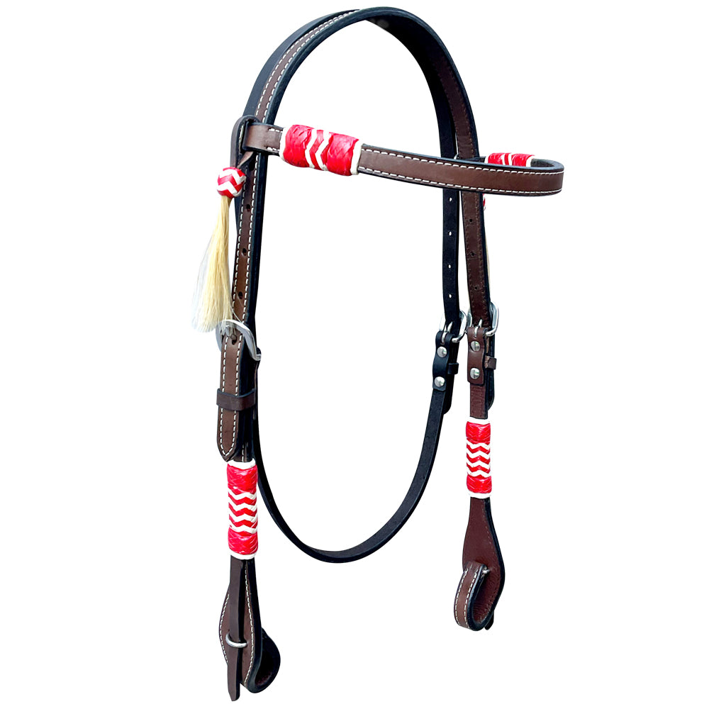 Bar H Equine American Leather Horse Saddle Tack One Ear Headstall | Breast Collar Browband Wither Strap Set BER282