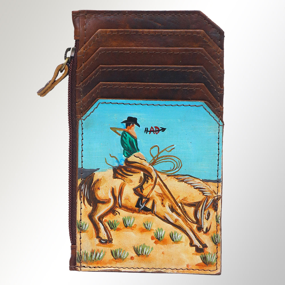 Ameran Darling Women's Card Holder Hnad Painted Full Grain Genuine Leather Handbag and Ladies Purse