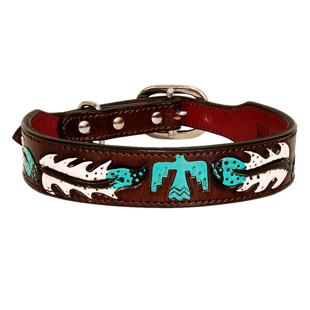 HILASON Western Genuine Leather Heavy Duty Hand Painted Dog Collar