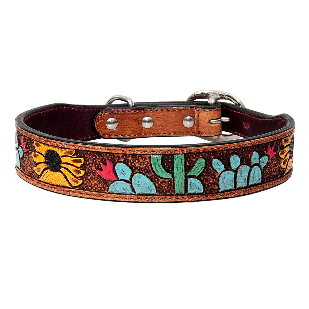 HILASON Western Genuine Leather Heavy Duty Hand Painted Dog Collar