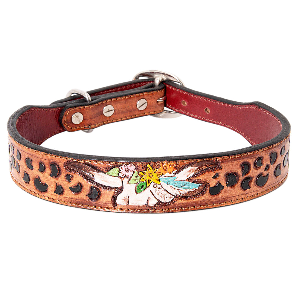 HIlason Genuine Leather Dog Collar Hand Tooled