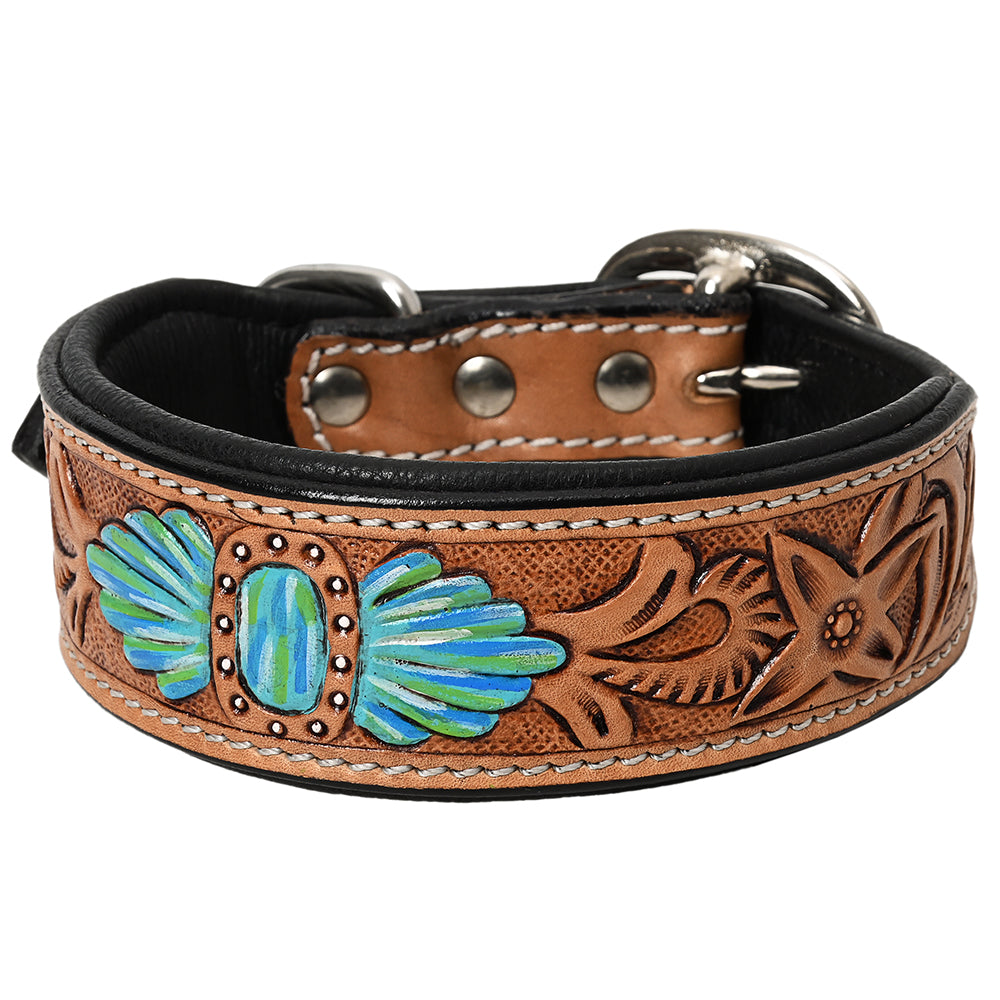 HIlason Genuine Leather Dog Collar Hand Tooled
