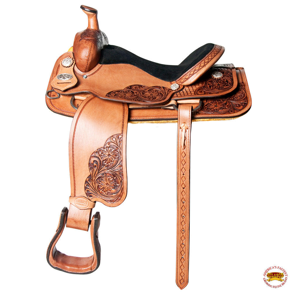 HILASON Western Horse Saddle American Leather Ranch Roping Cowboy | Hand Tooled Wade & For Horses