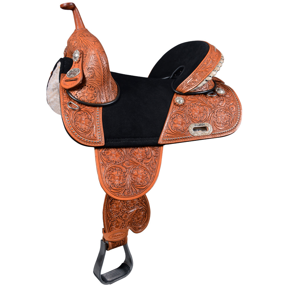 HILASON 15 Treeless Western Trail Barrel Racing American Leather Saddle | Horse Saddle | Western Saddle | Treeless Saddle | Saddle for Horses | Horse Leather Saddle