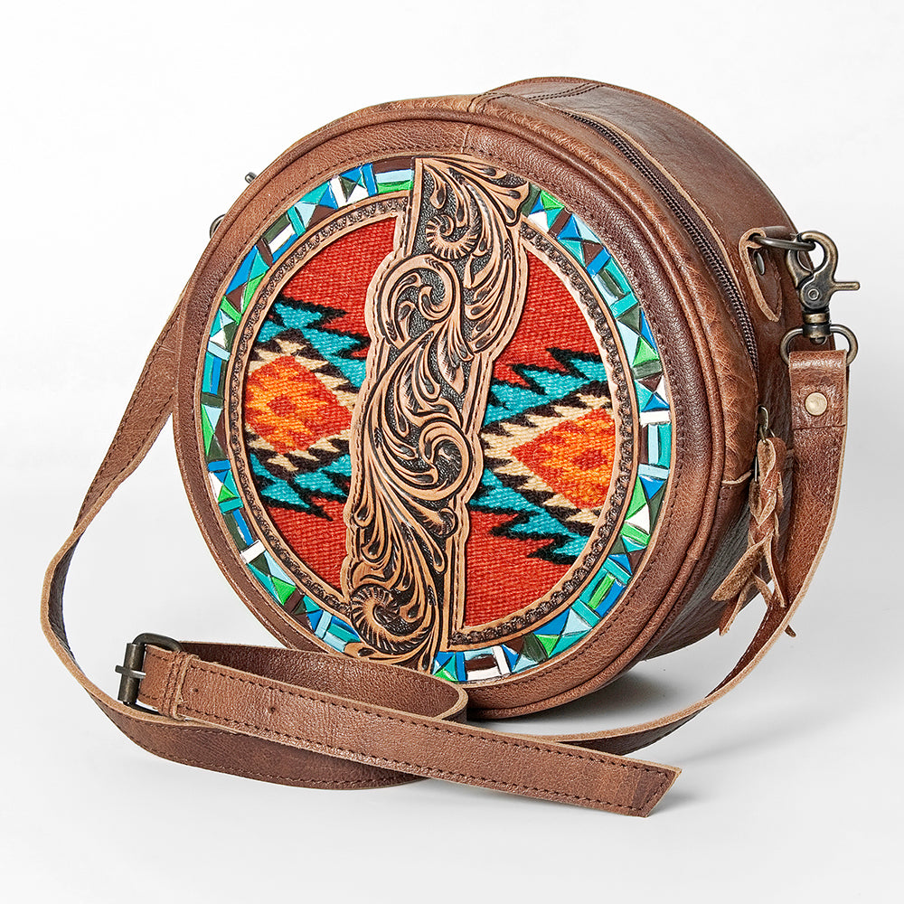 American Darling Canteen Hand Tooled Saddle Blanket Genuine Leather Western Women Bag | Handbag Purse Travel