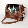 American Darling Messenger Hand Tooled Hair On Genuine Leather Western Women Bag Handbag Purse | Cute