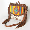 American Darling Messenger Bag for Women, Hand Tooled Floral Leather, Hair-On Cowhide, Saddle Blanket, Genuine Western Leather