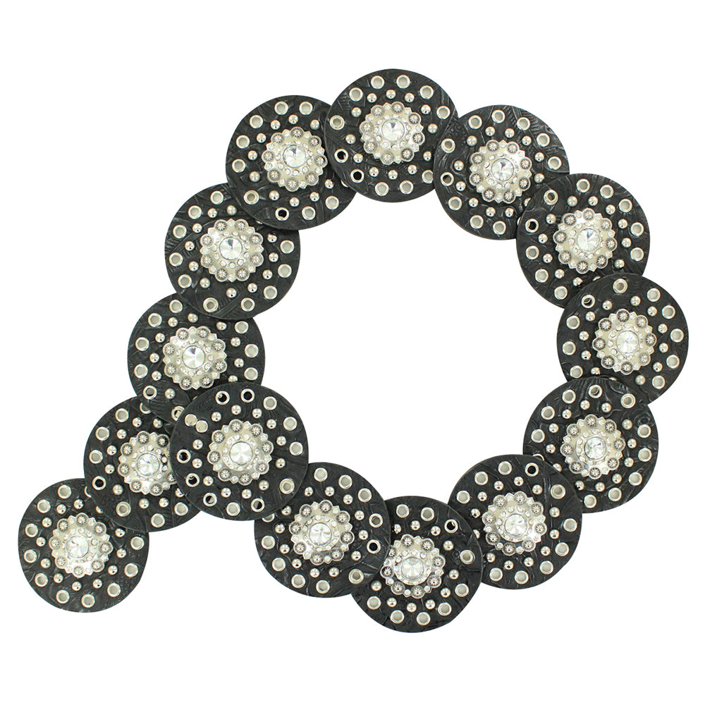 Nocona Women's Disc Concho Belt Sparkling Crystal Centers Silver Studs Medium