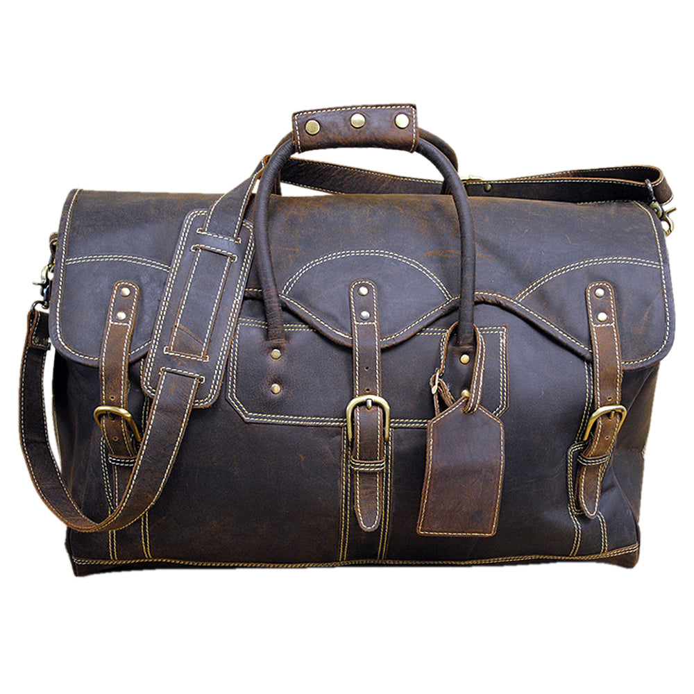 28”W x 14.5”H 12”D Leather Duffle Bag Large 28 Inches