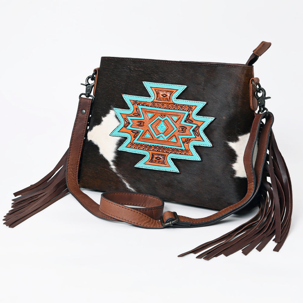 American Darling Crossbody Hand Tooled Hair-On Genuine Leather Women Bag Western Handbag Purse