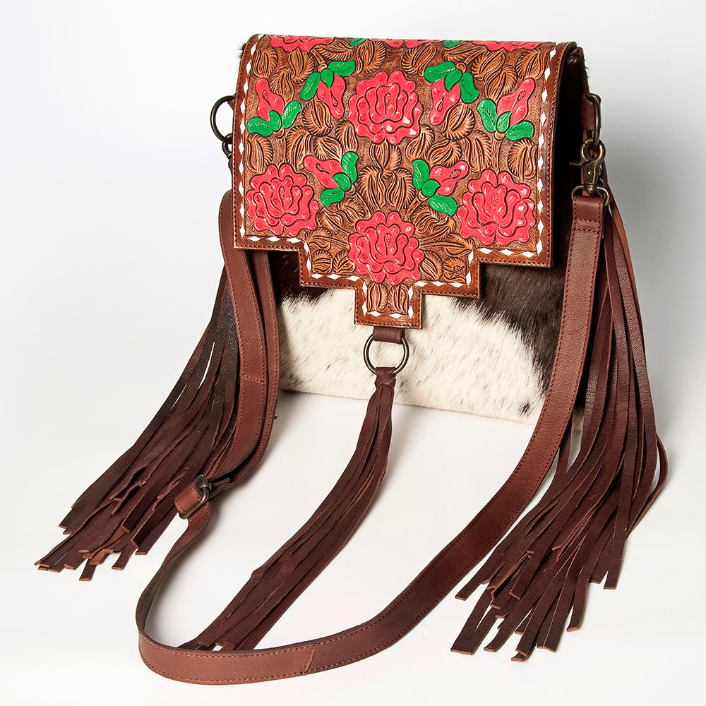 American Darling Cross Body II Hand Tooled Hair On Genuine Leather Women Bag Western Handbag Purse
