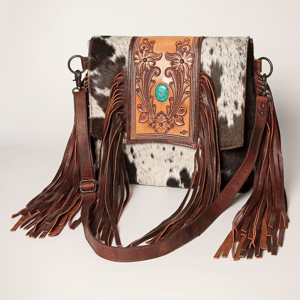 American Darling Crossbody Hand Tooled Hair-On Genuine Leather Women Bag Western Handbag Purse