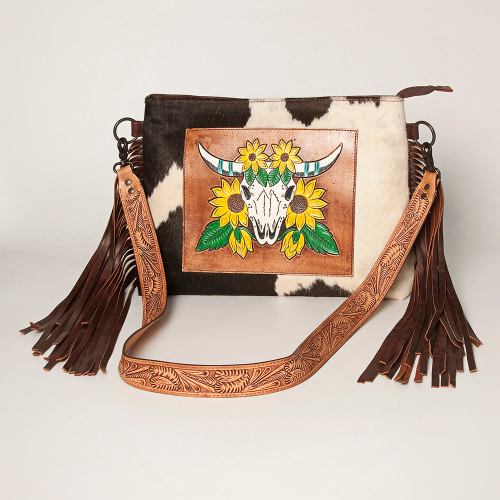 American Darling Crossbody Hand Tooled Hair-On Genuine Leather Women Bag Western Handbag Purse