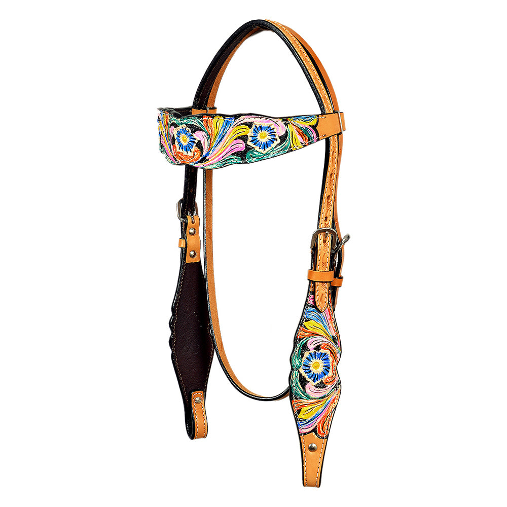 Western Horse Headstall Tack American Leather Tan Hilason