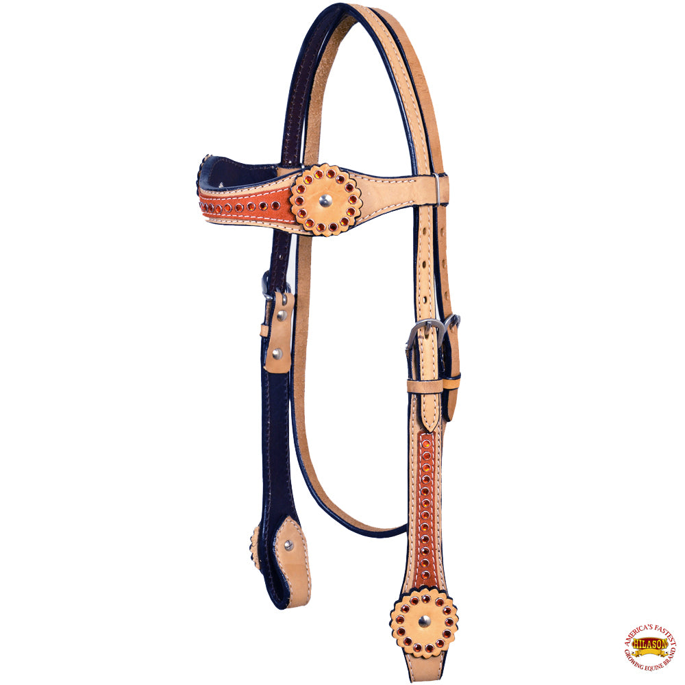 Western Horse Headstall Tack American Leather Tan Hilason
