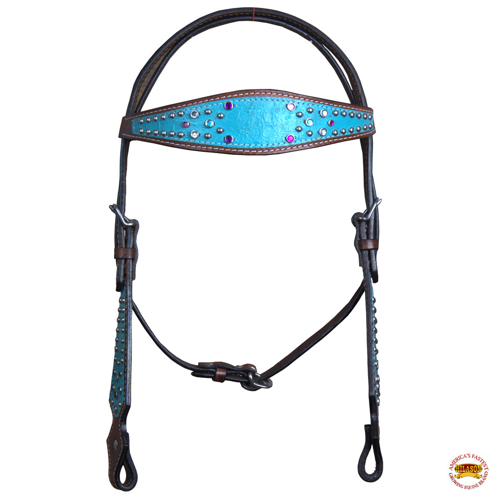 Western Horse Headstall Tack American Leather Dark Brown Hilason