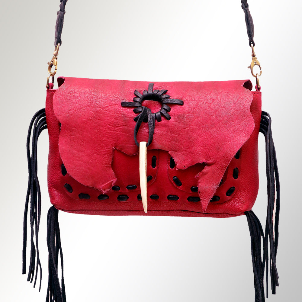 American Darling Cross body Bag Western Genuine Leather Handcrafted Purse with Fringes and Braided Strap