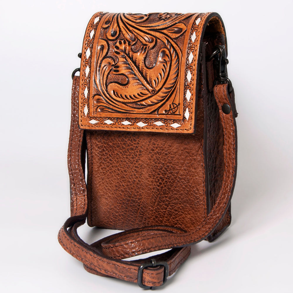 American Darling Cell Phone Holder Hand Tooled Hair-On Genuine Leather Women Bag Western Handbag Purse | Case