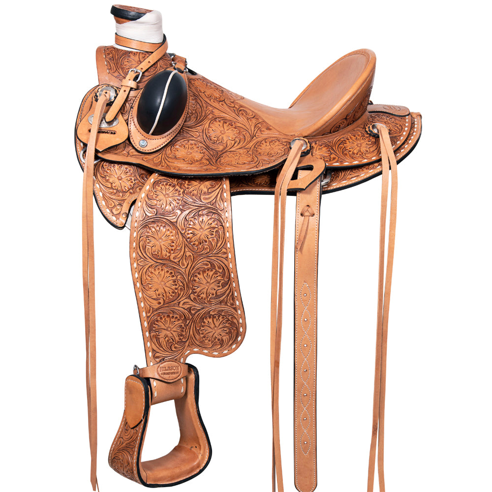 HILASON Western Horse Wade Backstitch Saddle American Leather Trail Barrel Racing | Hand Tooled & Roping For Horses