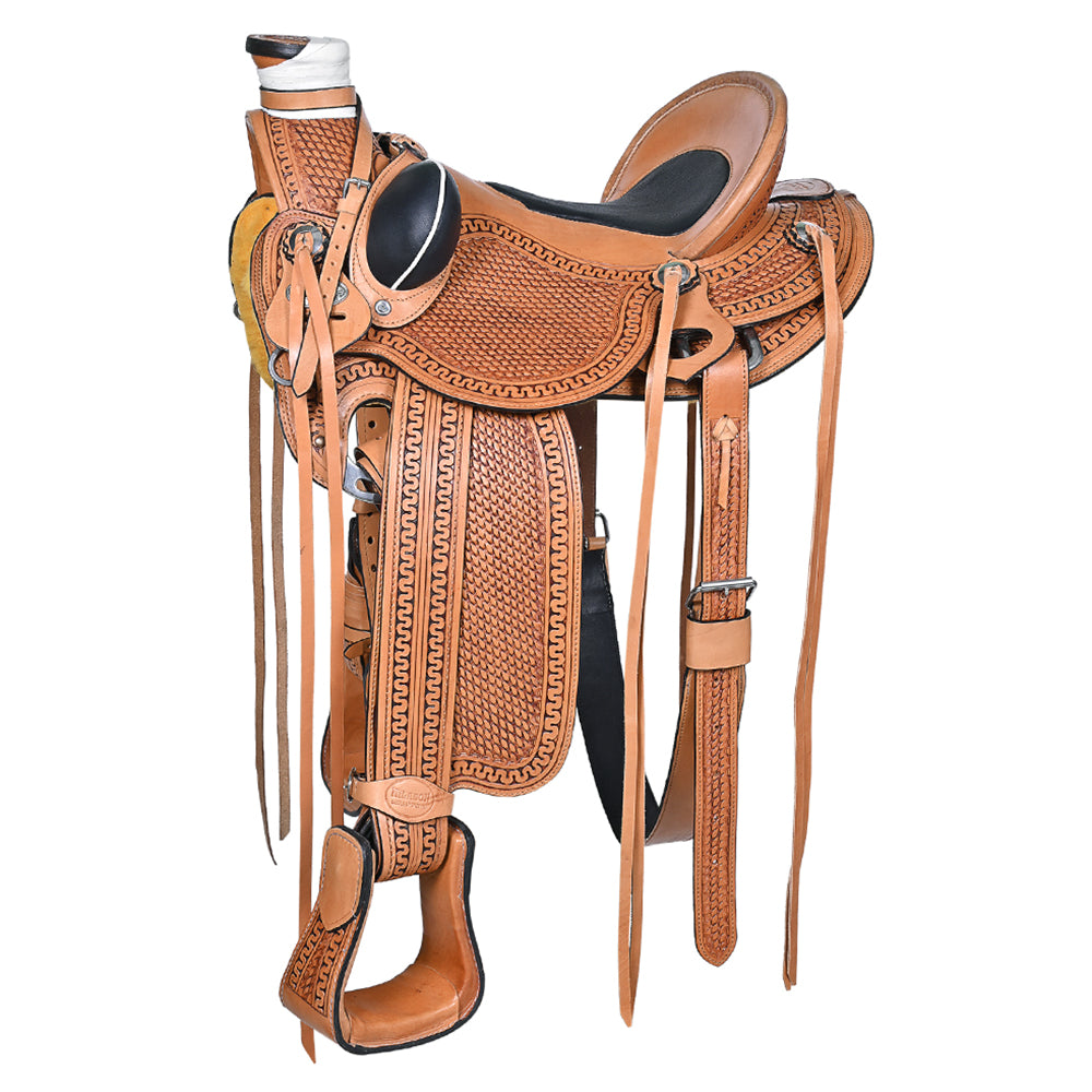 HILASON Western Horse Saddle American Leather Wade Ranch Roping Light Antique Tan | Hand Tooled & For Horses