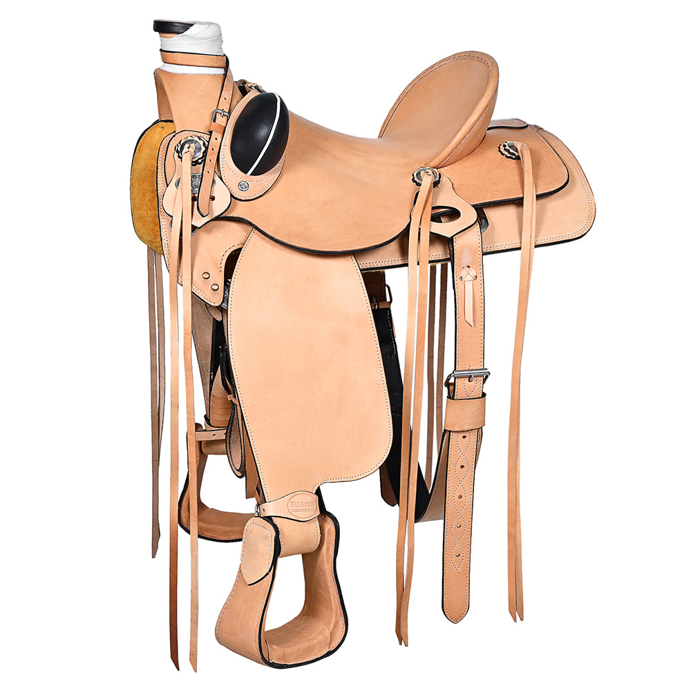 HILASON Western Horse Saddle American Leather Wade Ranch Roping Tan | Hand Tooled & For Horses
