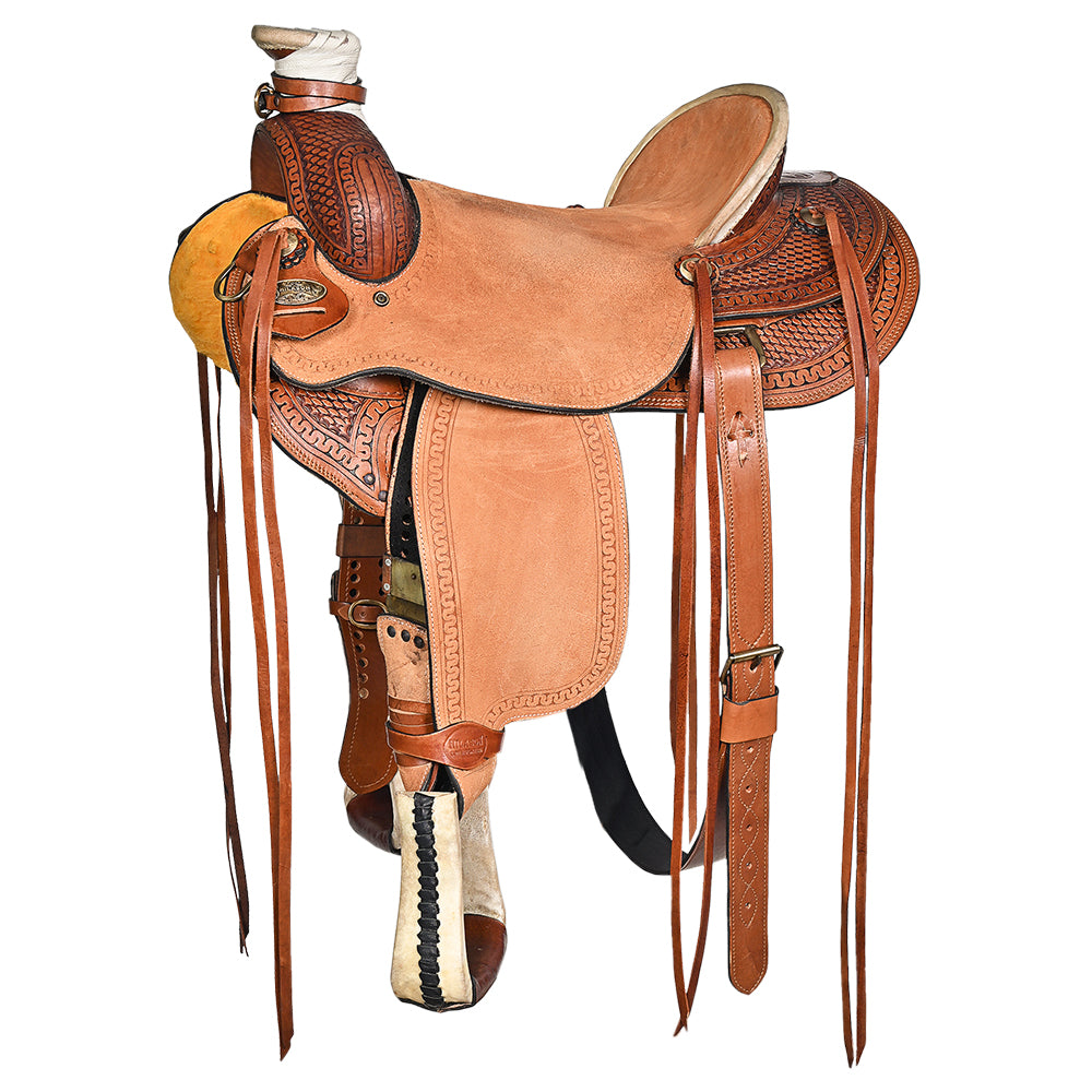 HILASON Western Horse Basketweave Saddle American Leather Wade Ranch Roping Brown | Hand Tooled & For Horses